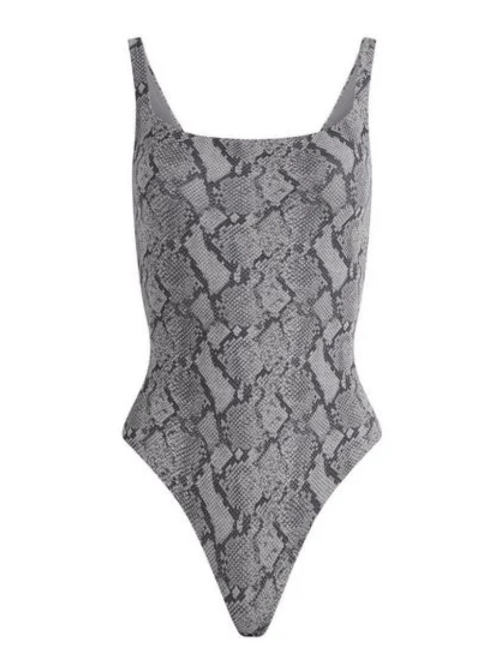 SKIMS FITS EVERYBODY SQUARE NECK Thong Bodysuit Shadow Snake Print size medium